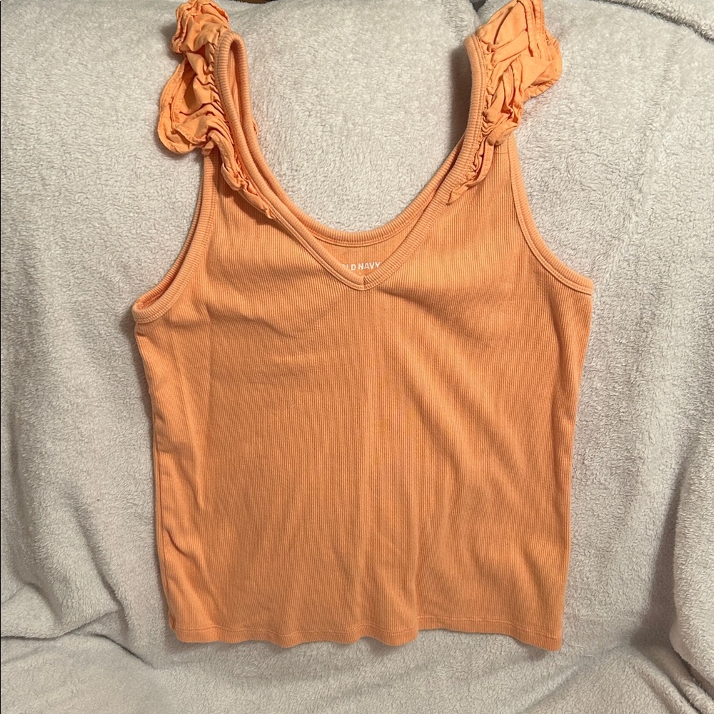 Old Navy Tangerine Ruffle Strap Tank Top Women’s Size Large